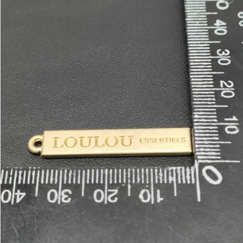 Metal Logo Custom Brand In Brushed Gold For Handbag