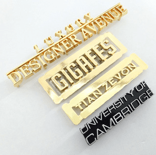 metal logo plate