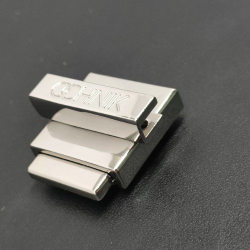 Twist Turn Buck Lock In Shiny Nickel For Bag