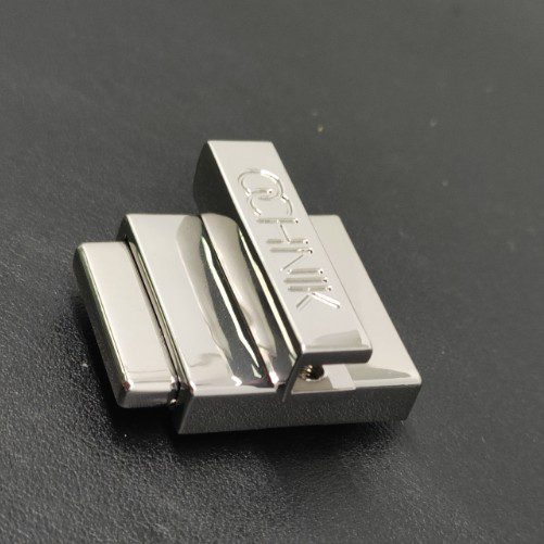 Twist Turn Buck Lock In Shiny Nickel For Bag