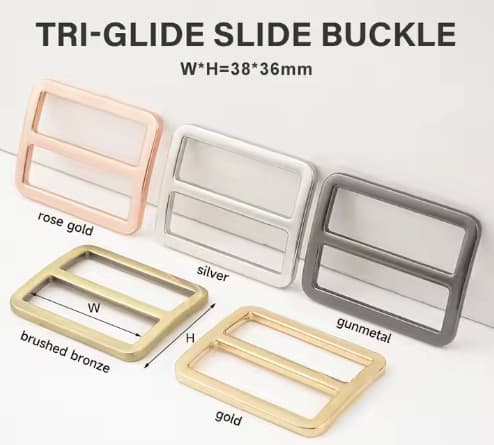 Metal Handbag Accessories Adjustable Tri Glide Buckle 4/5″ 1″ 1.5″ Metal Slide Buckle 20mm 25mm 38mm Metal Buckles for Bag Strap