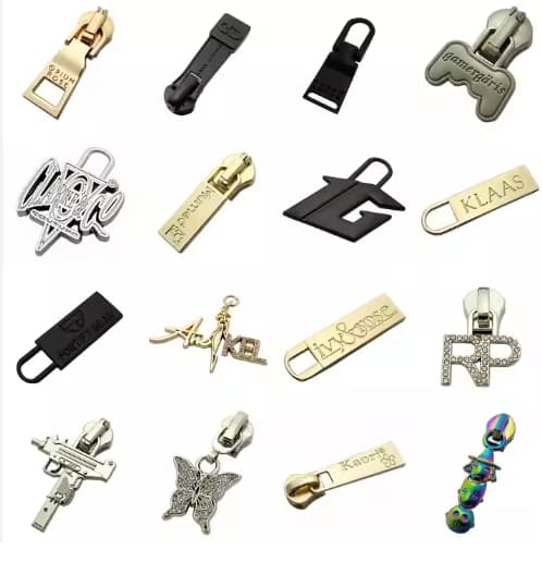 Matte Silver Plating Custom logo Brand Clothing Metal Zipper Puller for Slider