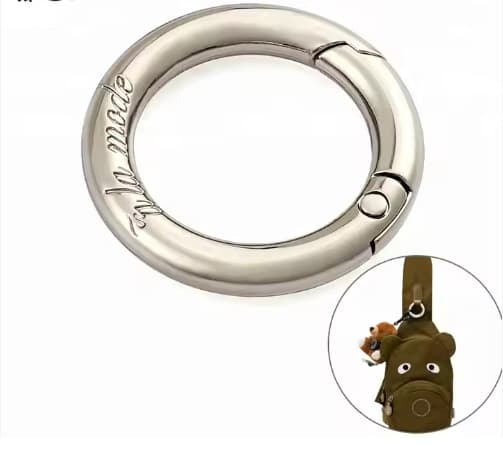 Round Shape Metal Spring Hook, Custom Metal Silver Split Ring Keychain with Logo