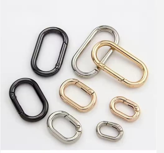 Wholesale Metal Zinc Alloy Oval Spring Ring Round Carabiner Clip Spring Gate O Ring for Bags