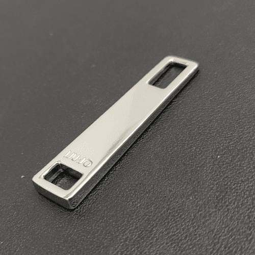 Metal Zipper Puller Customized Brand In Shiny Nickel For Bag
