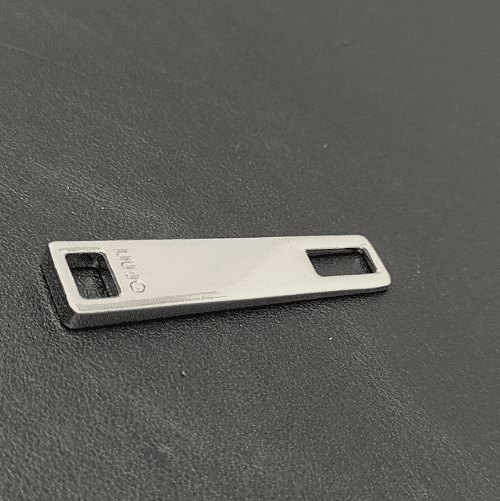 Metal Zipper Puller Customized Brand In Shiny Nickel For Bag