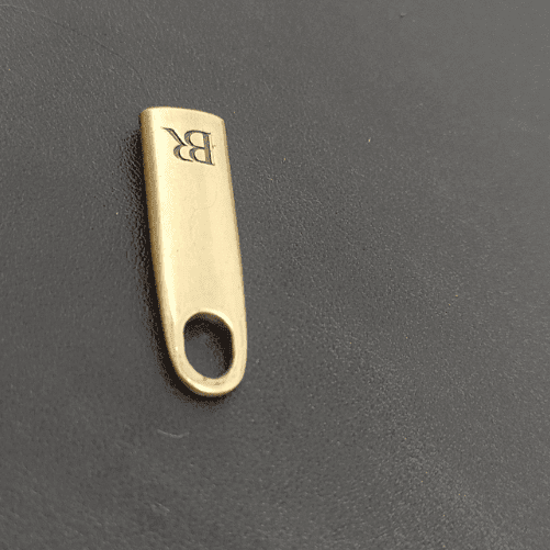 Metal Zipper Puller Custom Logo In Antique Gold For Bag