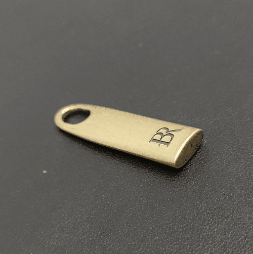 Metal Zipper Puller Custom Logo In Antique Gold For Bag