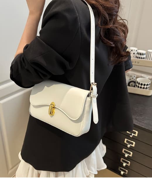 White Leather Crossbody Bag Silver Hardware