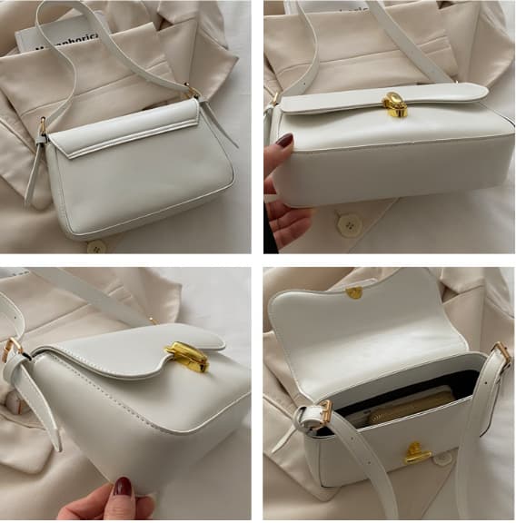 white leather bag