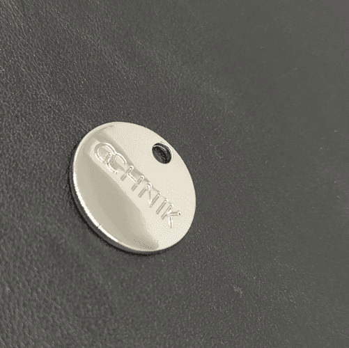 Round Metal Logo 18mm In Shiny Nickel For Bag Hardware