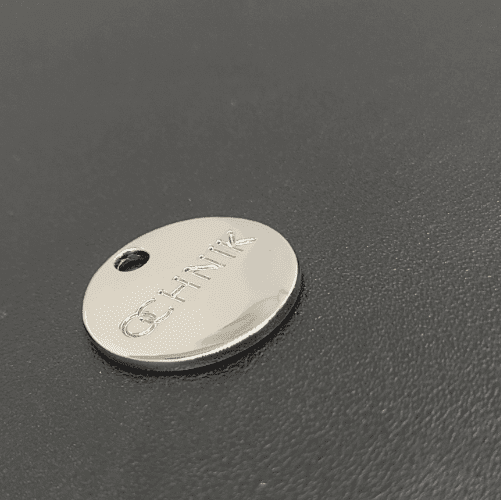 Round Metal Logo 18mm In Shiny Nickel For Bag Hardware
